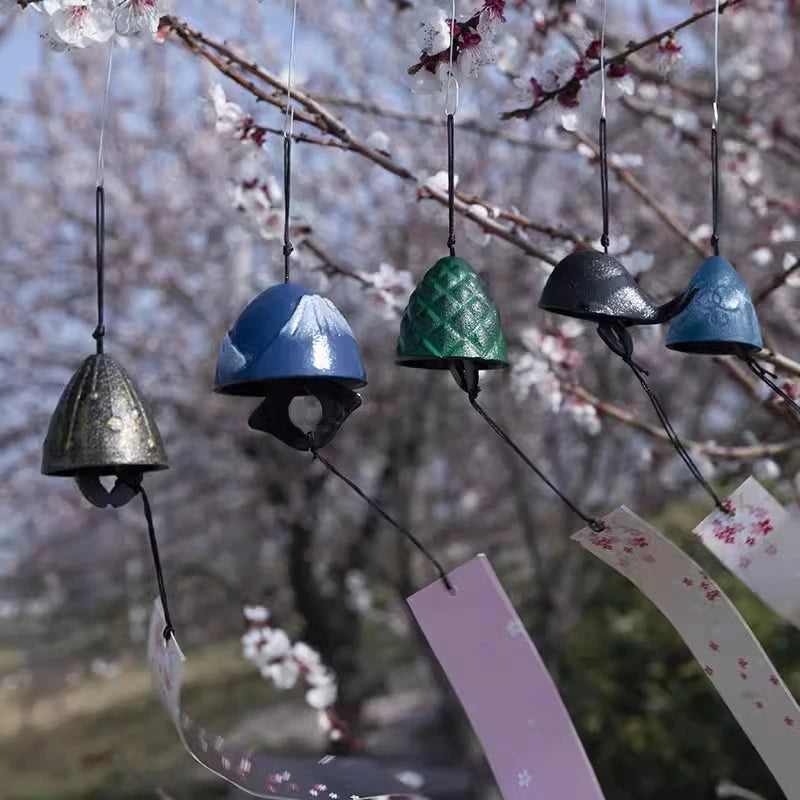 Japanese Wind Chimes Cast Iron Feng Shui Wind Bells Good Luck Hanging Pendant Indoor Outdoor Temple Home Garden Decoration