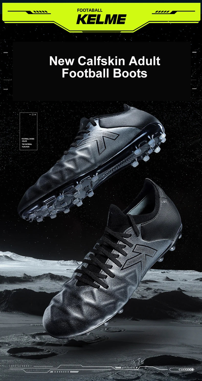KELME Soccer MG Shoes Calf-Skin Cleats Match Artificial Grass Slip-Resistant  Cushioning Training Football Shoes ZX80121058