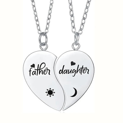 2 pcs/set mãe filha filho coração enigma pingente colar de aço inoxidável sol lua colares para mãe crianças presente