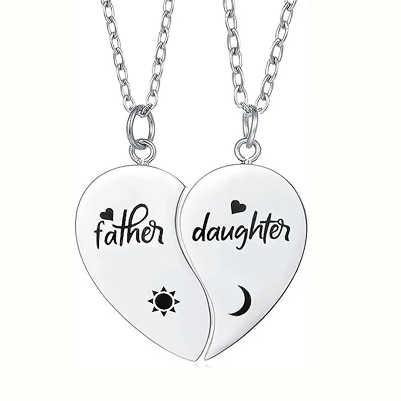 2 pcs/set mãe filha filho coração enigma pingente colar de aço inoxidável sol lua colares para mãe crianças presente