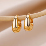 Heart Stainless Steel Earrings for Women Zircon Gold Color Hoop Earring Aesthetic Waterproof Ear Piercing Jewelry Accessories