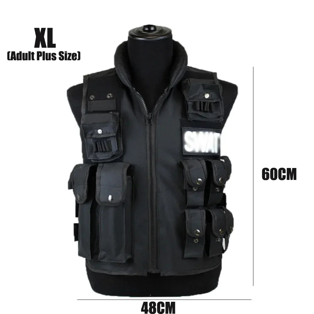 Chaleco táctico multibolsillos SWAT para caza al aire libre, entrenamiento, juego de CS, paintball, modular, guardia de seguridad