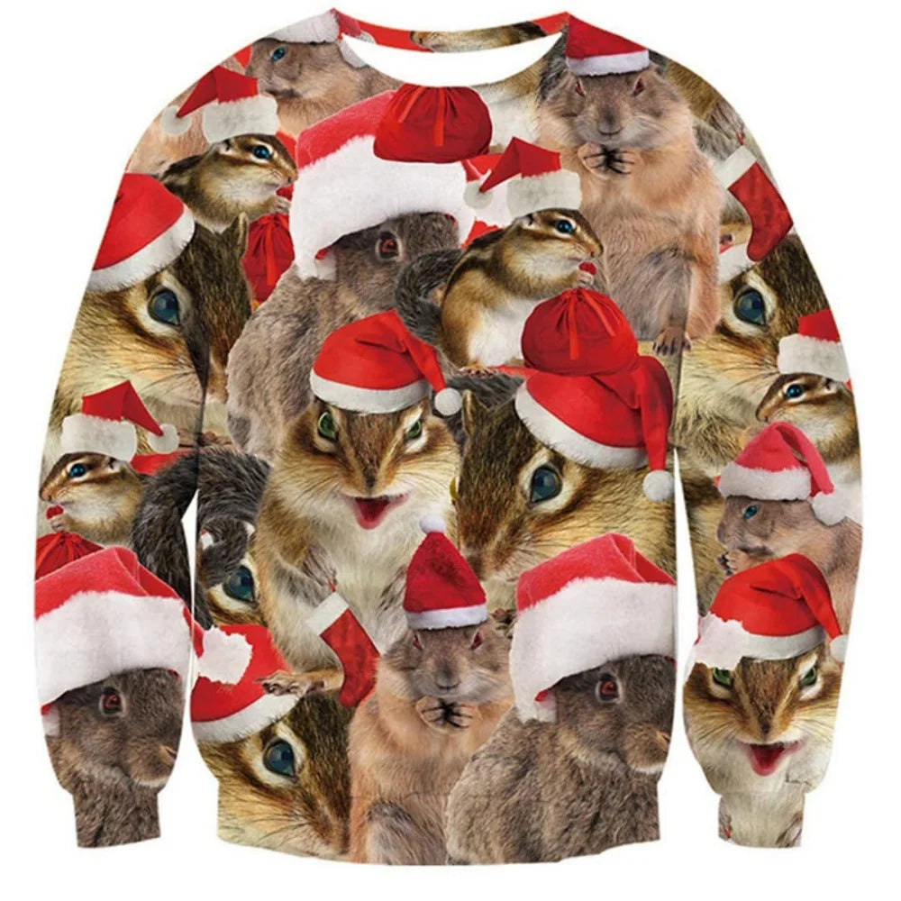 Funny animal Goat graphics Ugly Christmas sweater Fashion pet Cat Dog sweatshirt for women Clothes Christmas Boy Gift 3d jumper