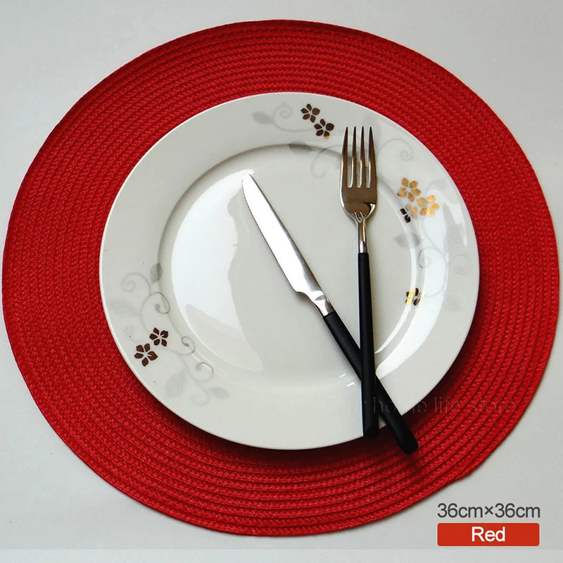 Round Placemats Set, Braided Circle Place Mat, Washable Table Mats for Kitchen Dining Table, Mixed Color Non-Slip Place Mats