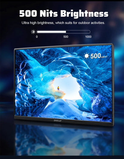 ZEUSLAP 16" 2.5K 144hz Portable Monitor 2560*1600 16:10 100%sRGB 500Cd/m²  Travel Gaming Display for Laptop Switch ps4 ps5 Xbox