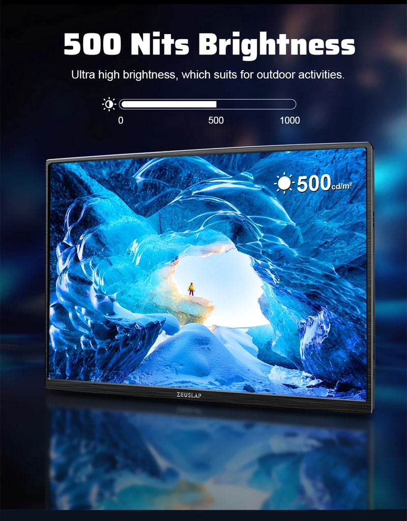 ZEUSLAP 16" 2.5K 144hz Portable Monitor 2560*1600 16:10 100%sRGB 500Cd/m²  Travel Gaming Display for Laptop Switch ps4 ps5 Xbox