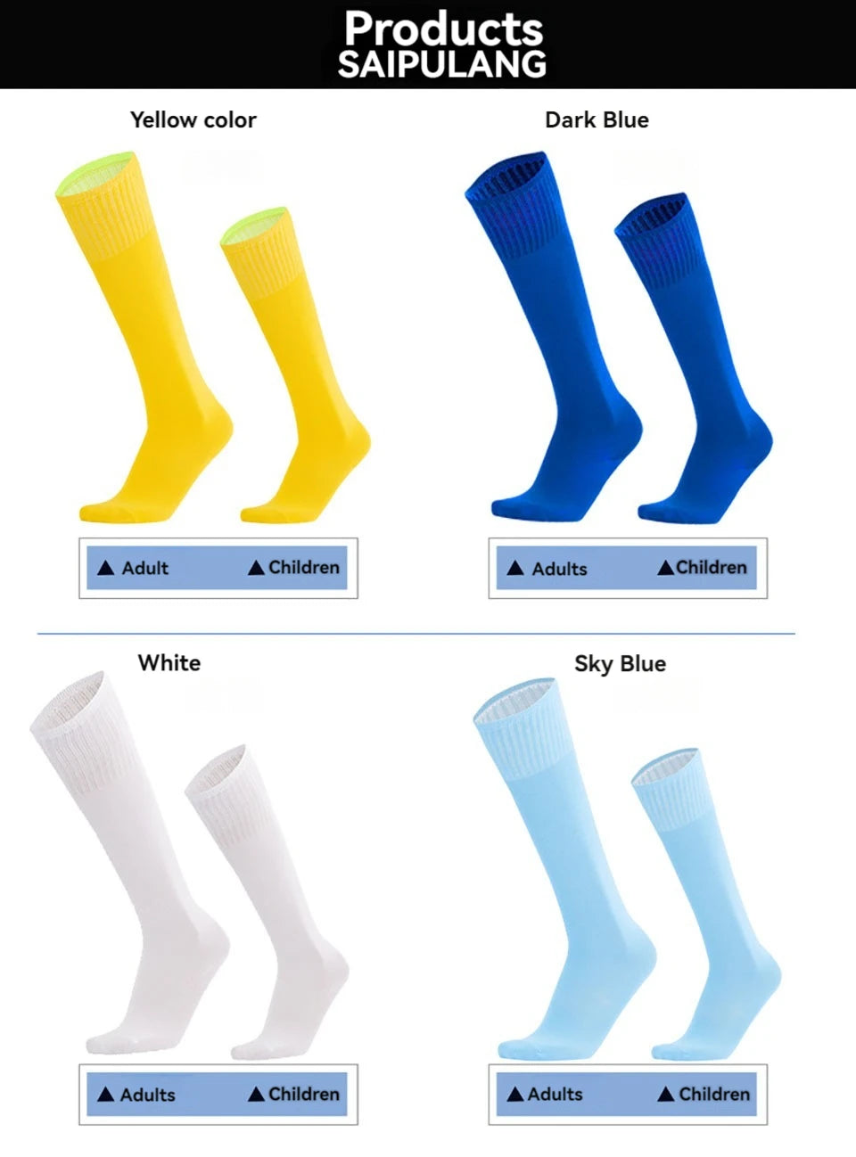 Loogdeel Football Sports Socks Long Knee Cotton Solid Color Kids Legging Stockings Soccer Baseball Ankle Adults Children Socks