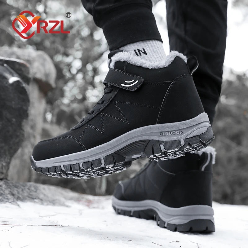 Botas de nieve YRZL para hombre, zapatillas impermeables, botas de felpa súper cálidas para mujer, botas de senderismo antideslizantes para exteriores, zapatos de trabajo para invierno