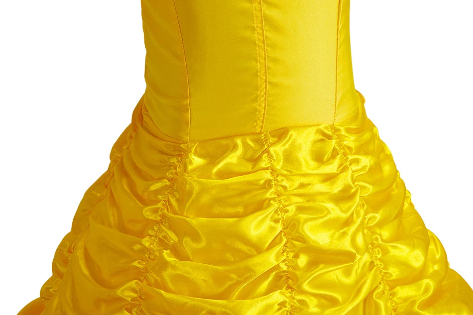 Children Princess Costume Kids Halloween Carnival Beauty Beast Birthday Party Clothes Girl Yellow Belle Cosplay Dress Up