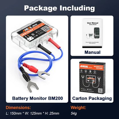 ANCEL BM200 12V Battery Tester Wireless Bluetooth Car Battery Health APP Monitoring Battery Monitor Tools For Android IOS
