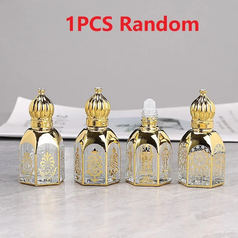 Mini Glass Roll on Bottle Hot Stamped Silver Rollerbal Essential Oil Container Blending Perfume Bottle Empty Essential OilBottle