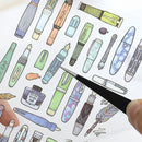 8pcs pencils erasers pens clips stationery themed stickers handbook DIY notebooks dairy pens students' back-to-school gifts