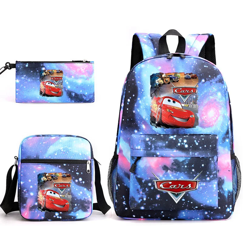 3pcs Disney Pixar Cars Lightning McQueen Students Backpacks Schoolbags Pencil Case Shoulder Bags Boys Girls School Bags Sets