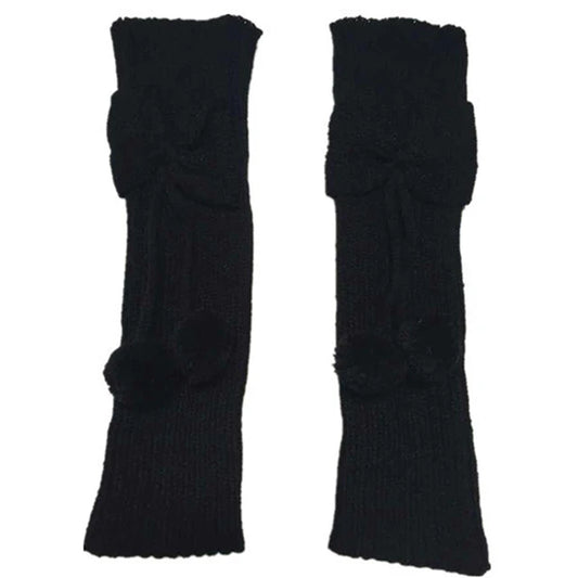 Girls' Bowknot Pompom Knit Leg Warmers, Meias Boot, Punhos, Toppers, Presentes de Natal, Moda, Crianças