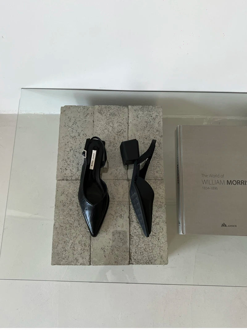 Summer Women's Cover Toe Sandals Elegant Shallow Slip On Shoes Comfort Low Heel Dress Street Style Shoes