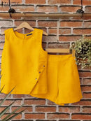 ZANZEA-trajes a juego de moda para mujer, 2 uds., chándal liso, conjuntos cortos sexis con bolsillo, pantalones cortos informales holgados sin mangas y pantalones cortos