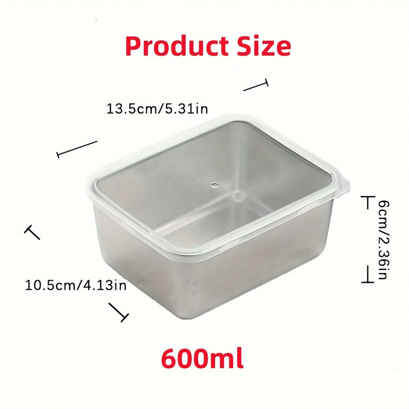 6-Piece Stainless Steel Food Storage Containers Set With Lids - Leakproof, Stackable & Reusable For Camping, Picnics, School
