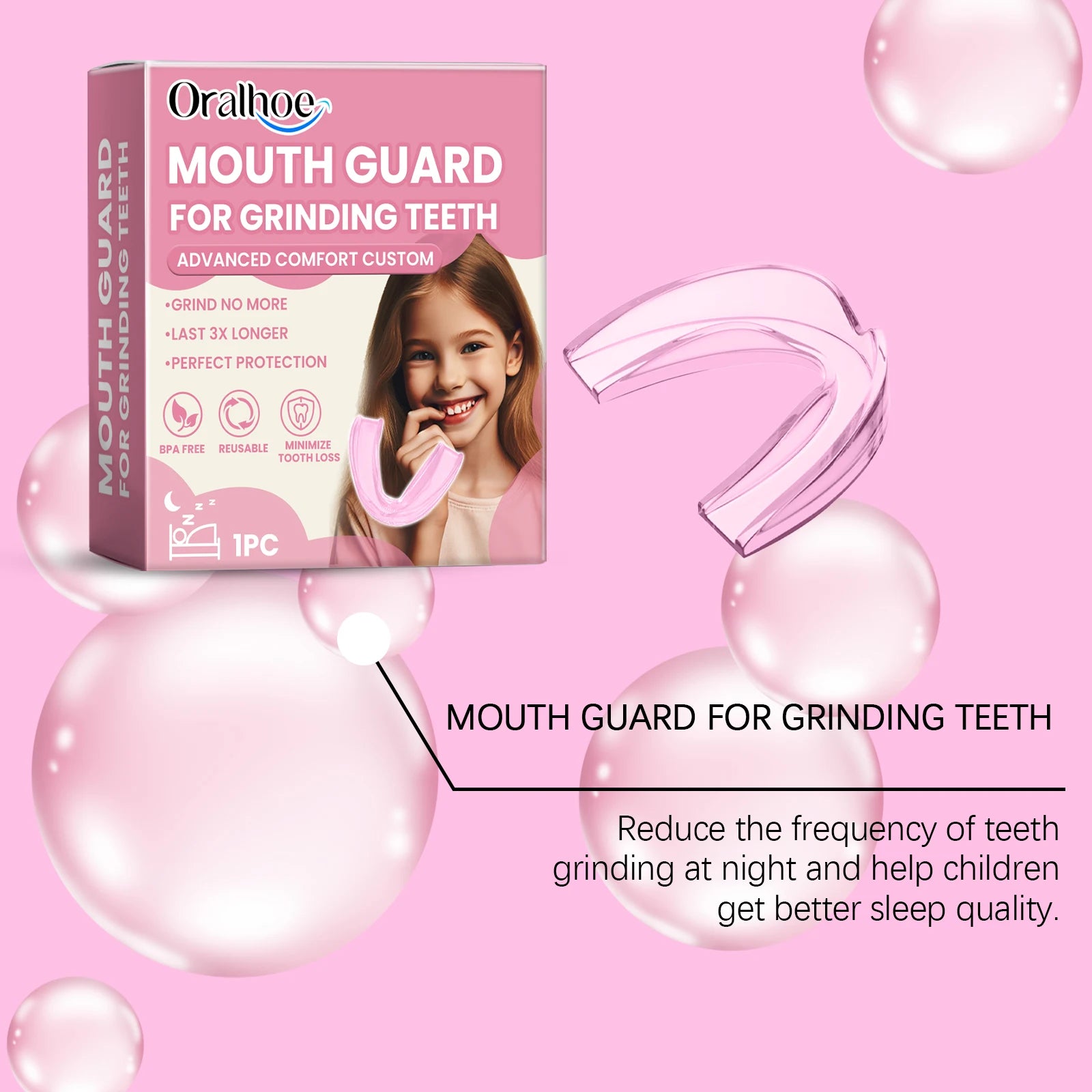 Silicone Mouth Guard: Nighttime Anti-Biting and Anti-Grinding Teeth Protector for Children's Dental Protection