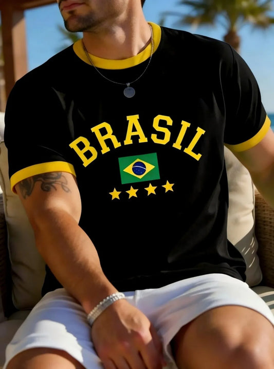 2026 New Brazil Print T-shirt For Men Women Brazilian Flag Tops Summer Casual Football Jersey Breathable Quick-Drying Sports Tee