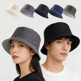 Spring Summer Unisex Solid Color Fisherman Cap Foldable Bucket Hat Outdoor Sunscreen Hat Fashionable Double-Sided Basin Hat