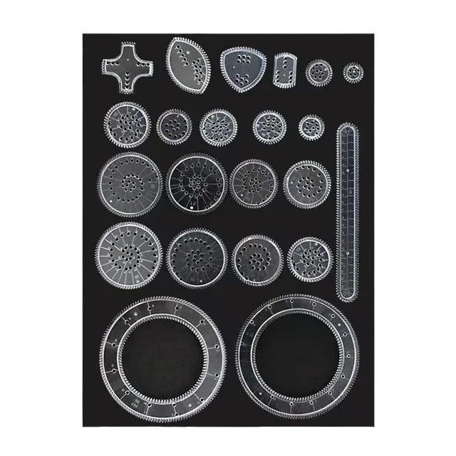 Régua geométrica Conjunto Régua geométrica, Roleta Matemática, Ferramentas de Desenho, Aprendizagem Pintura, Puzzle Brinquedos, Art Tool, 22Pcs