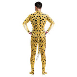 Zawaland Tiger Leopard Cheetah Petsuit for Men Animal Disguise Costume Crotch Zipper Zentai Halloween Carnival Full Bodysuits
