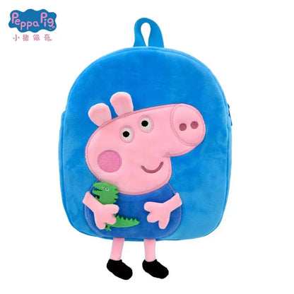 27cm/10.6in Peppa Pig Qriginal Kawaii Plush Schoolbag Toys Cute Cartoon George Kindergarte Anime Schoolbag Kids Birthday Gifts