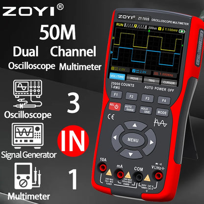 ZOYI Two-channel oscilloscope ZT-703S multifunction signal generator 3-in-1 high-precision electrician