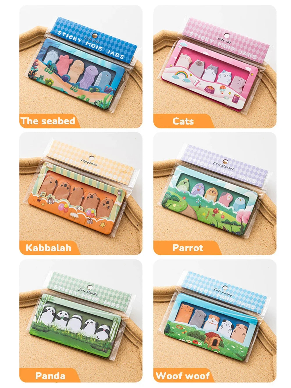 150 Sheets/set Cartoon Animals Sticky Notes Classified Indexing Stickers Bookmarks Notepads Stationery
