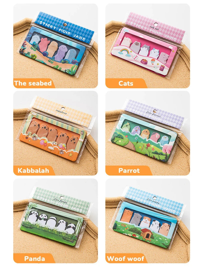 150 Sheets/set Cartoon Animals Sticky Notes Classified Indexing Stickers Bookmarks Notepads Stationery
