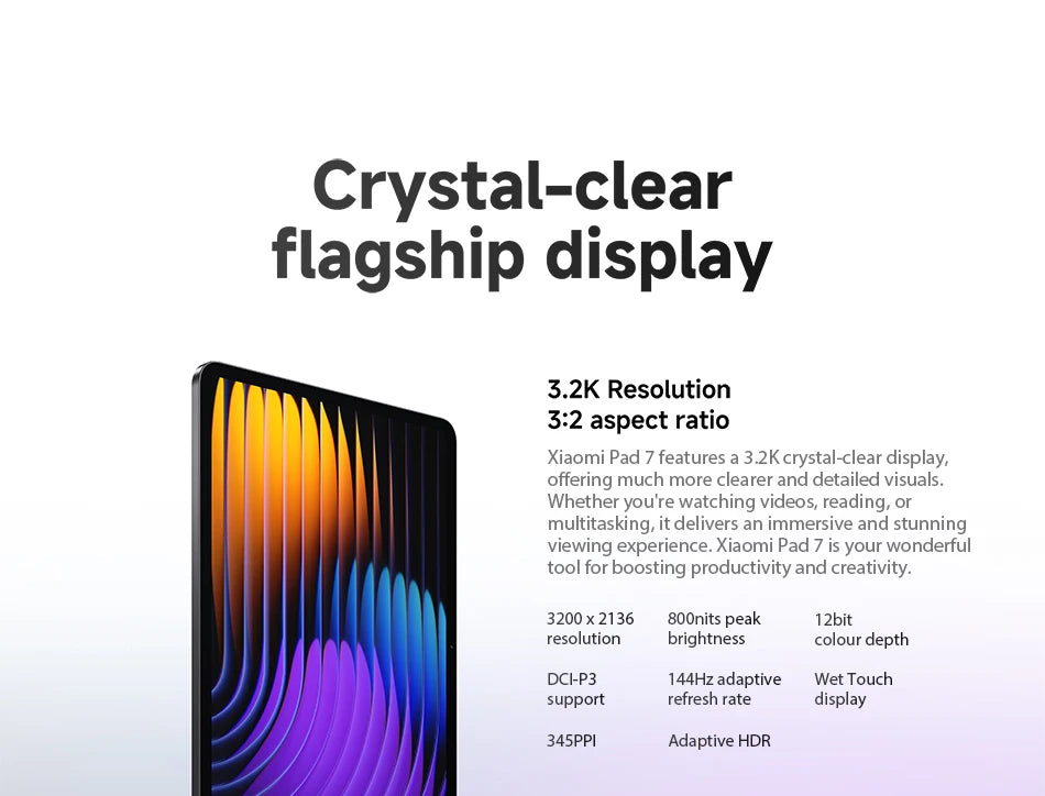 Global Version Xiaomi Pad 7 Mi Tablet 11.2" 3.2K 144Hz Display Adreno GPU 45W Turbo charge 8850mAh Snapdragon 7+ Gen 3