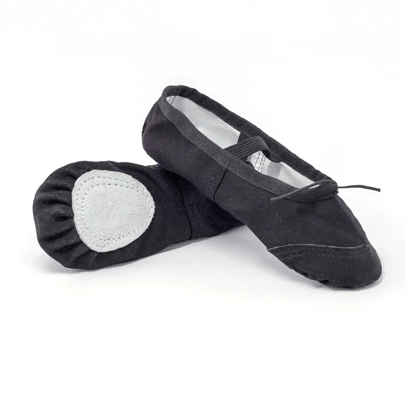 Flat Head Slippers for Kids, Soft Ballet Slippers, Belly Dance Shoes, Yoga, Gym, Black and White, Women and Men