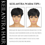 Short Pixie Cut Human Hair Wig for Black Women, Machine-Made Wigs with Bangs, Short Human Hair Wigs