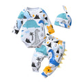 Newborn Baby Boy Baby Elephant Clothes Set Long Sleeve Romper Bodysuit Top and Pants with Hat Spring Autumn Cute Outfit for Boys