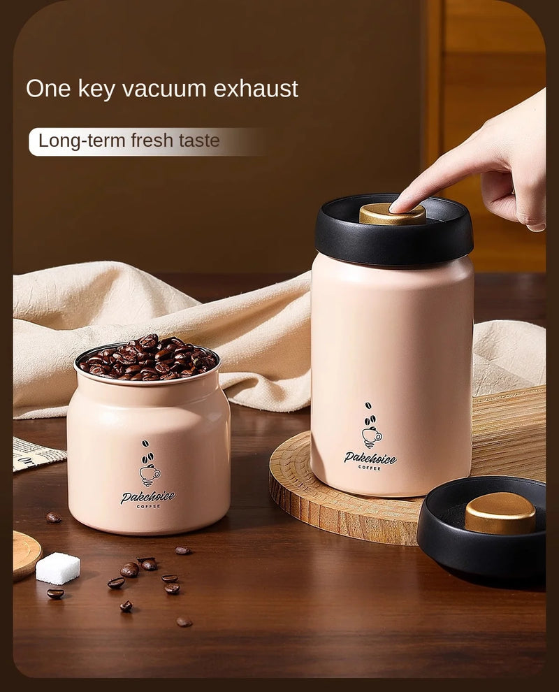 316 Stainless Steel Vacuum Coffee Storage Container Airtight Light-proof Tea Spice Food Storage Jar Kitchen Tool