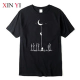Summer Men's High Quality 100% Cotton Cool Funny Astronaut Print Casual Loose O-neck for Men T-shirt Male T-shirt Hip Hop Tee