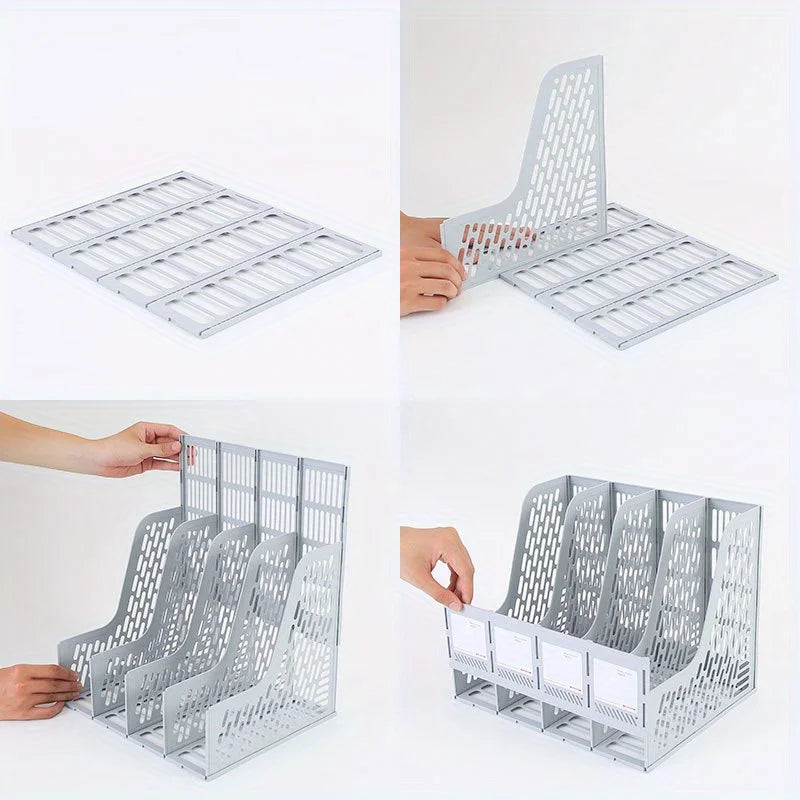 1 pcs, thickened file rack, file frame, quadruple file seat, simple data basket, shelf, file basket, office use, student use