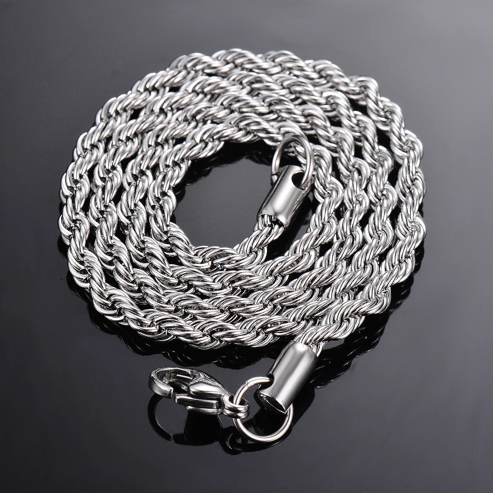 925 Sterling Silver Corda Colar de Corrente para Homens e Mulheres, Moda Pulseira, Largura 2mm 3mm 4mm, 1 Pc