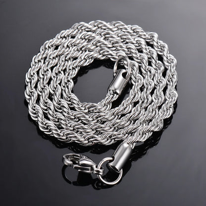 925 Sterling Silver Corda Colar de Corrente para Homens e Mulheres, Moda Pulseira, Largura 2mm 3mm 4mm, 1 Pc
