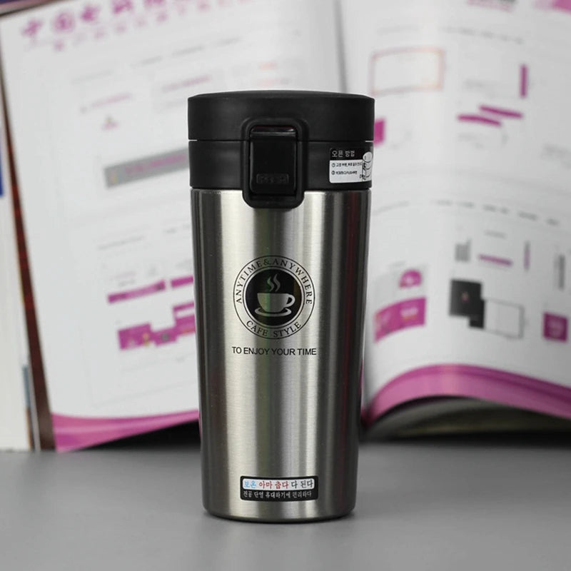 Taza de café de viaje Premium de acero inoxidable de 380ML, termo, termo, termo, botella de agua, taza de té, termo