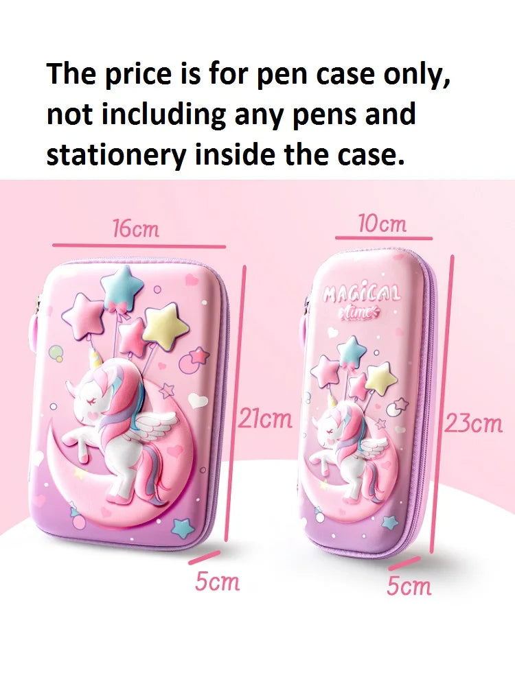 3D Pencil Case EVA Stationery Box School Supplies Pink Unicorn Pen Bag Ruler Storage Eraser Holder Pouch Rabbit Organizer INS A