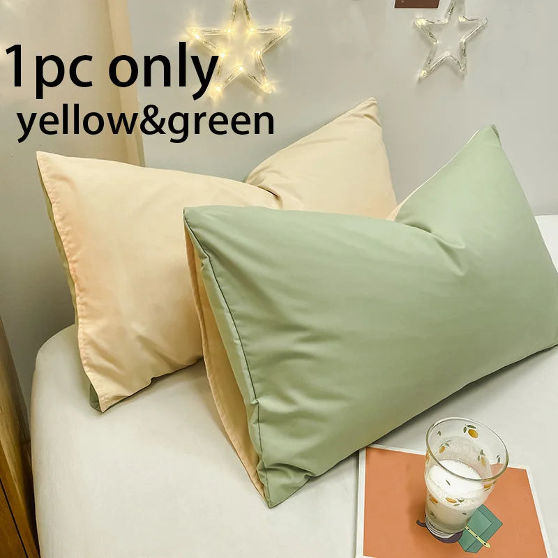 1pc 100% Cotton brushed Color block Pillowcases , Super Soft and Cozy, Wrinkle, Fade, Resistant with Envelope Closure