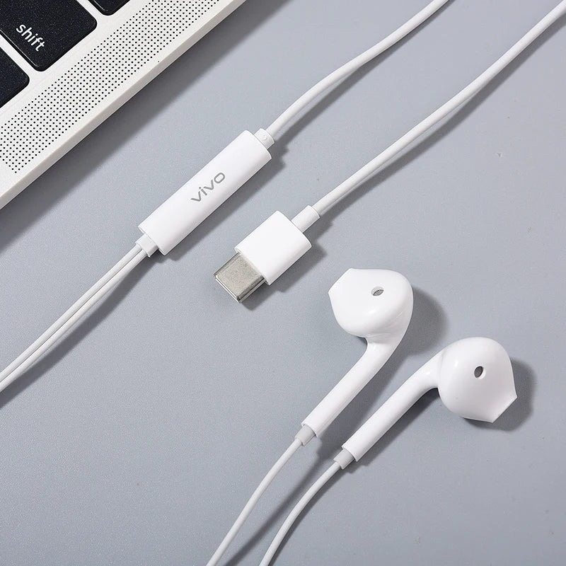 Vivo 3.5MM Usb Type C Earphone In Ear Wired Headset Hifi Sport Earbud With Mic For Vivo X80 X70 Pro iQOO 7 8 Pro X27 X23 S16 S15