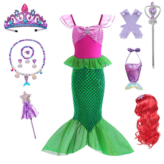 Children's mermaid cosplay costume girls' role play costume carnival Halloween birthday party costume summer princess dress
