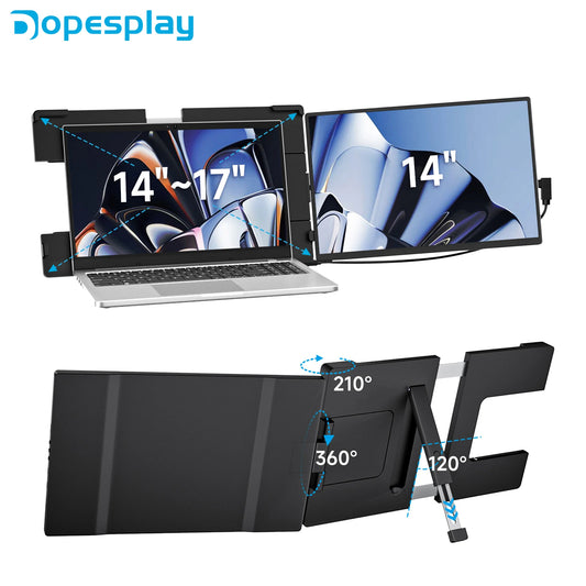 Dopesplay 14.1inch Portable Monitors 1200P FHD IPS Laptop Screen Extender Type-C HDMI For Laptops Switch Game Mac Up 14 to 17.3“