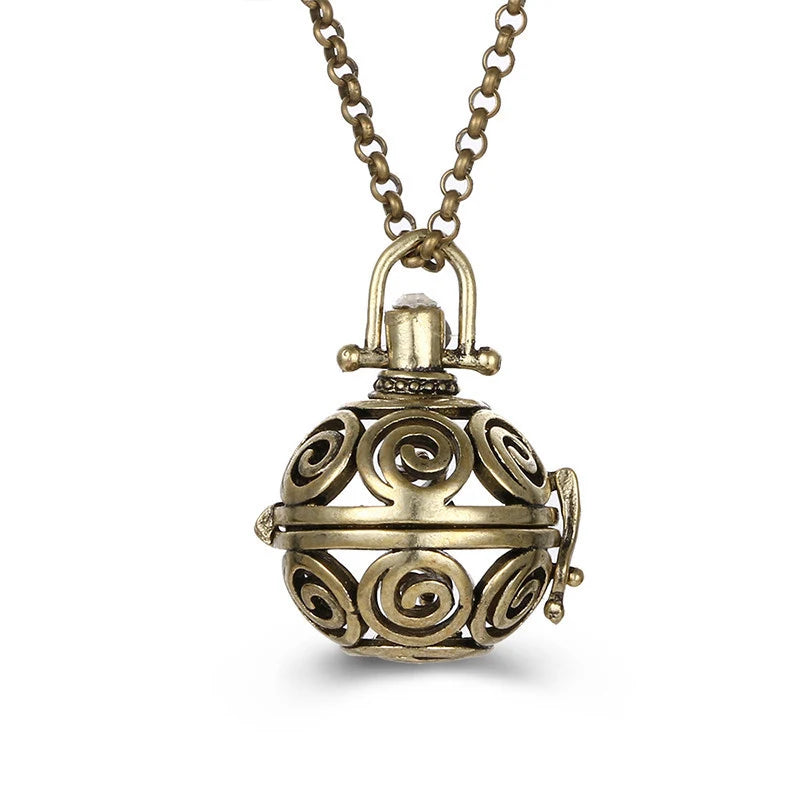 New Aroma Water Droplets Cage Lockets Necklace Heart Shaped Zircon Essential Oil Diffuser Set Combination Woman Pendant Jewelry