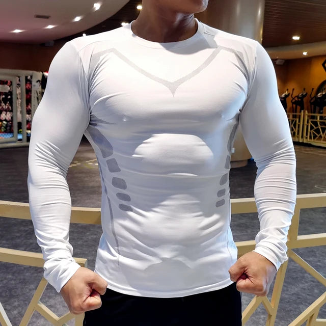 Camiseta de compresión para correr para hombre, ajustada, de manga larga, para entrenamiento y jogging, para gimnasio, Dry Fit Rashgard 