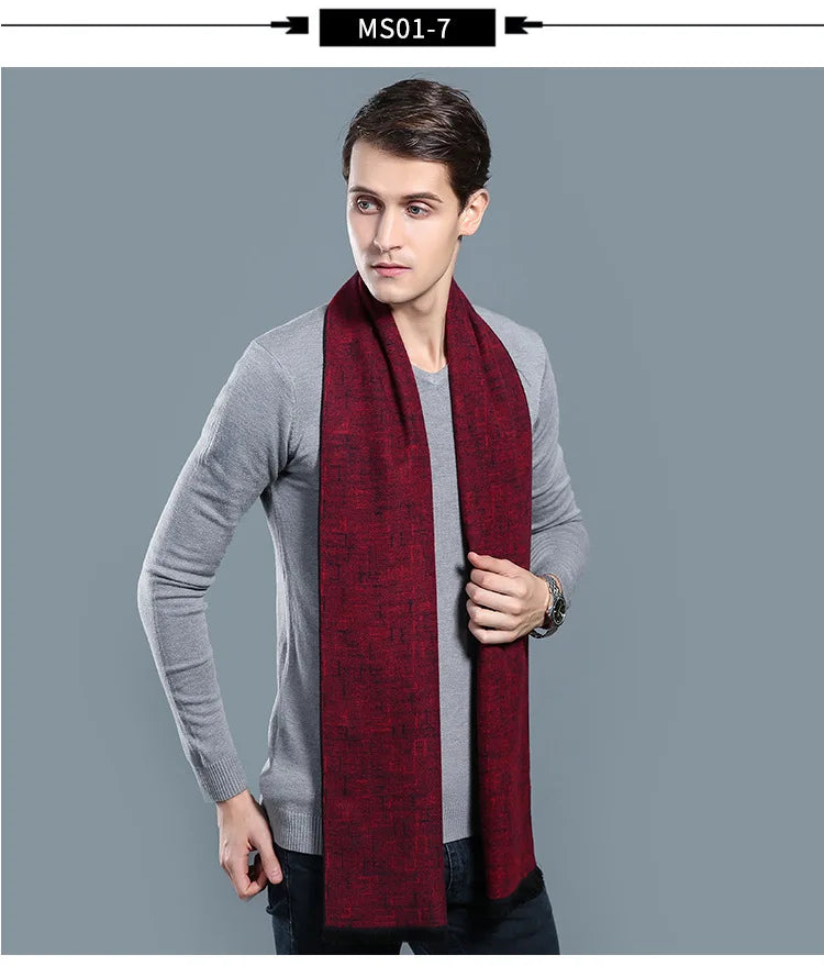 Designer Brand Plaid Men's Cashmere Scarf Winter Warm Scarves Shawls Casual Business Long Wraps Pashmina Christmas Gift for Man