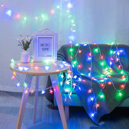 Guirnalda de luces LED para exteriores, cadena de luces con forma de estrella, luces de hadas, luces para fiestas, hogar, boda, jardín, decoración navideña