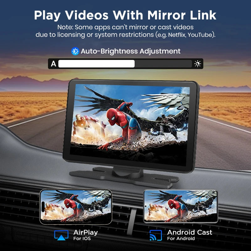 Junsun 9 inch Car DVR 4K Dash Cam Wireless Carplay for Apple Android Auto Dual Lens Video Recorder Dashboard Monitor FM BT AUX